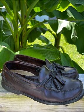 French Shriner  Men’s Leather Oxford Loafers With Tassels Size 11 M Brown
